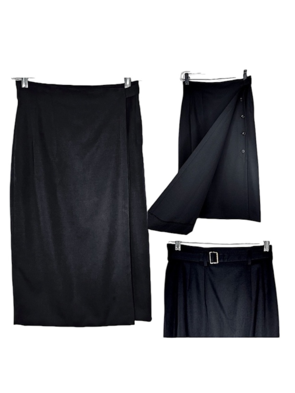 Vintage Atsuro Tayama Wool Double Wrap Midi Skirt 90s